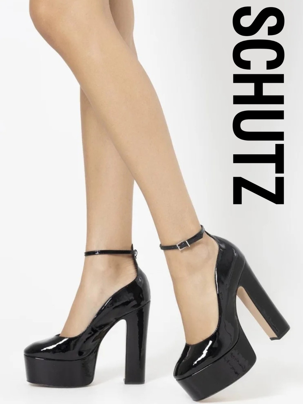 Schutz - Renee Black Patent Platform Pumps - Size 8.5m
